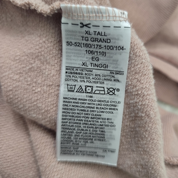 GAP Blush Pink Cropped Boxy Hoodie Sweatshirt Women's XL Tall - Picture 4 of 5